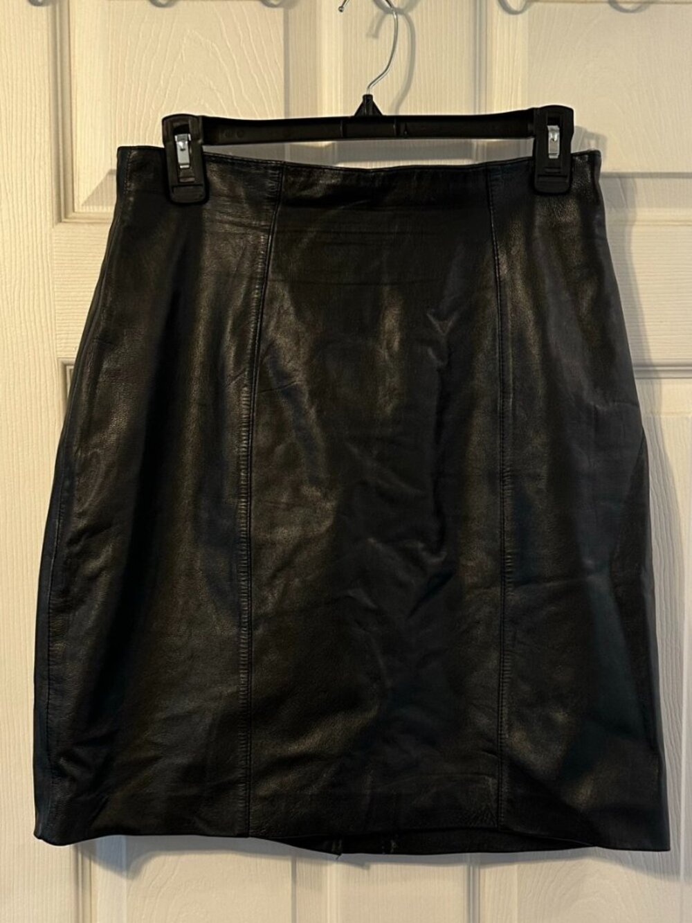 Vintage Evan Davies Black Lamb Leather Midi Skirt.  Size 14